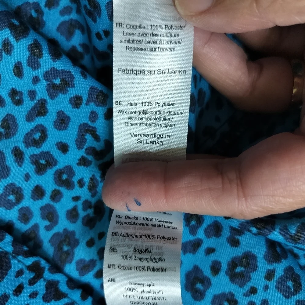 2461) New Look Blue Leopard Print Frill Smock Dress Size 10